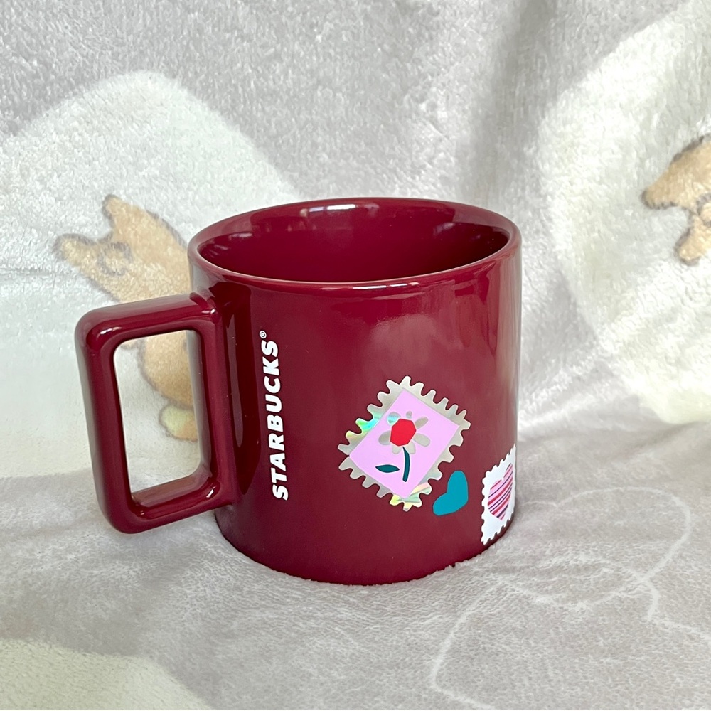 NEW Starbucks Valentines Red Holographic Ceramic Love Letter Heart Stamp Mug - Picture 2 of 6